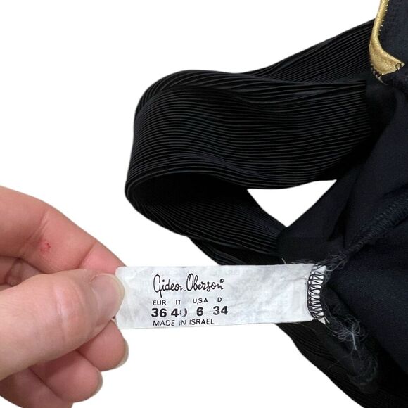 Gideon Oberson Black Gold Trim One Piece Swimsuit 6 - Picture 4 of 5